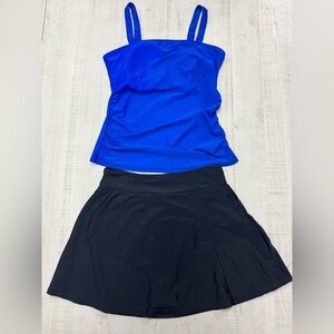 Tummy Control Tankini Ruched Skirted Womens Swimsuits 2 Piece Square Neck